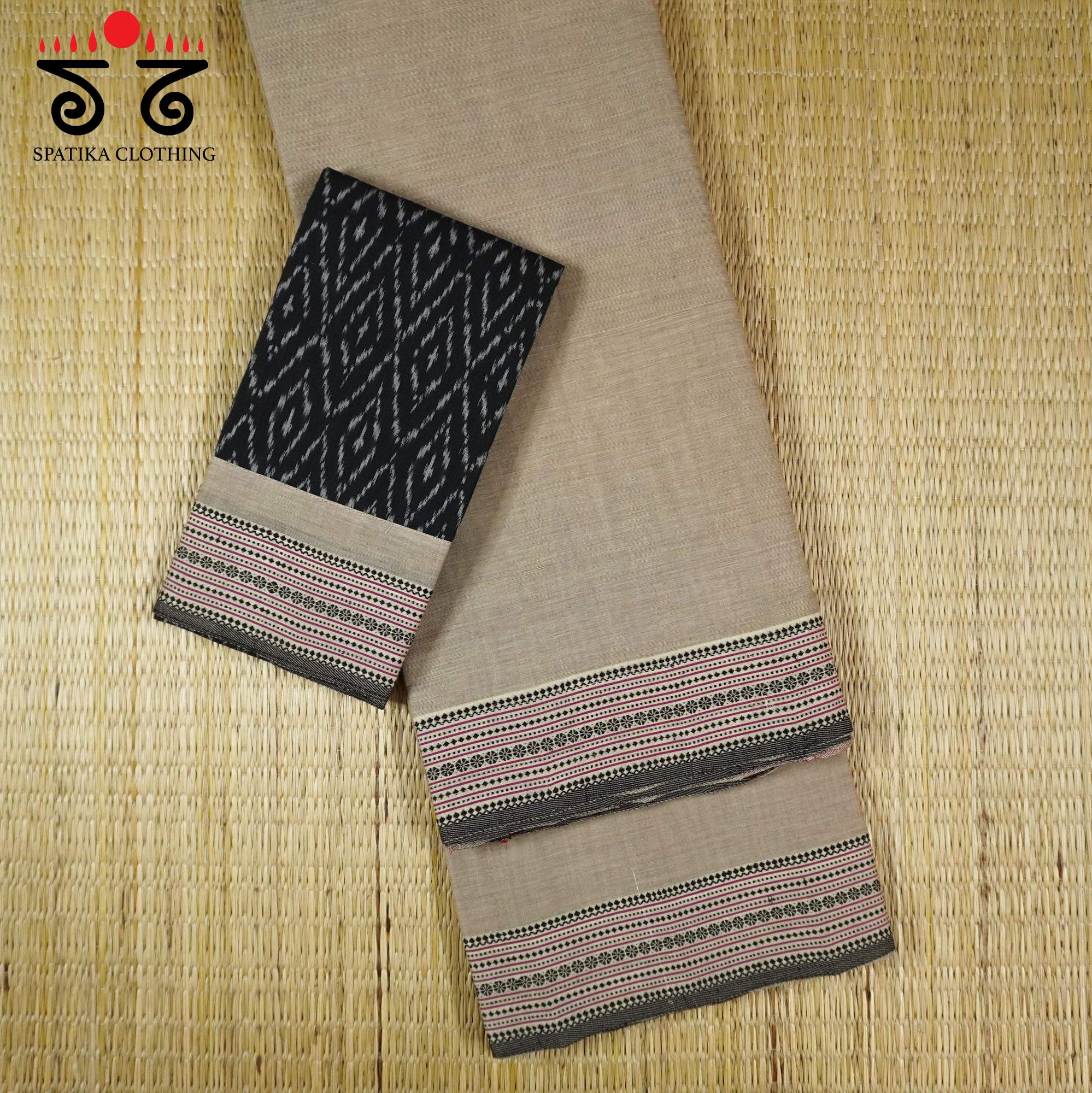 Beige Andhra Handwoven Cotton Saree With Special Blouse