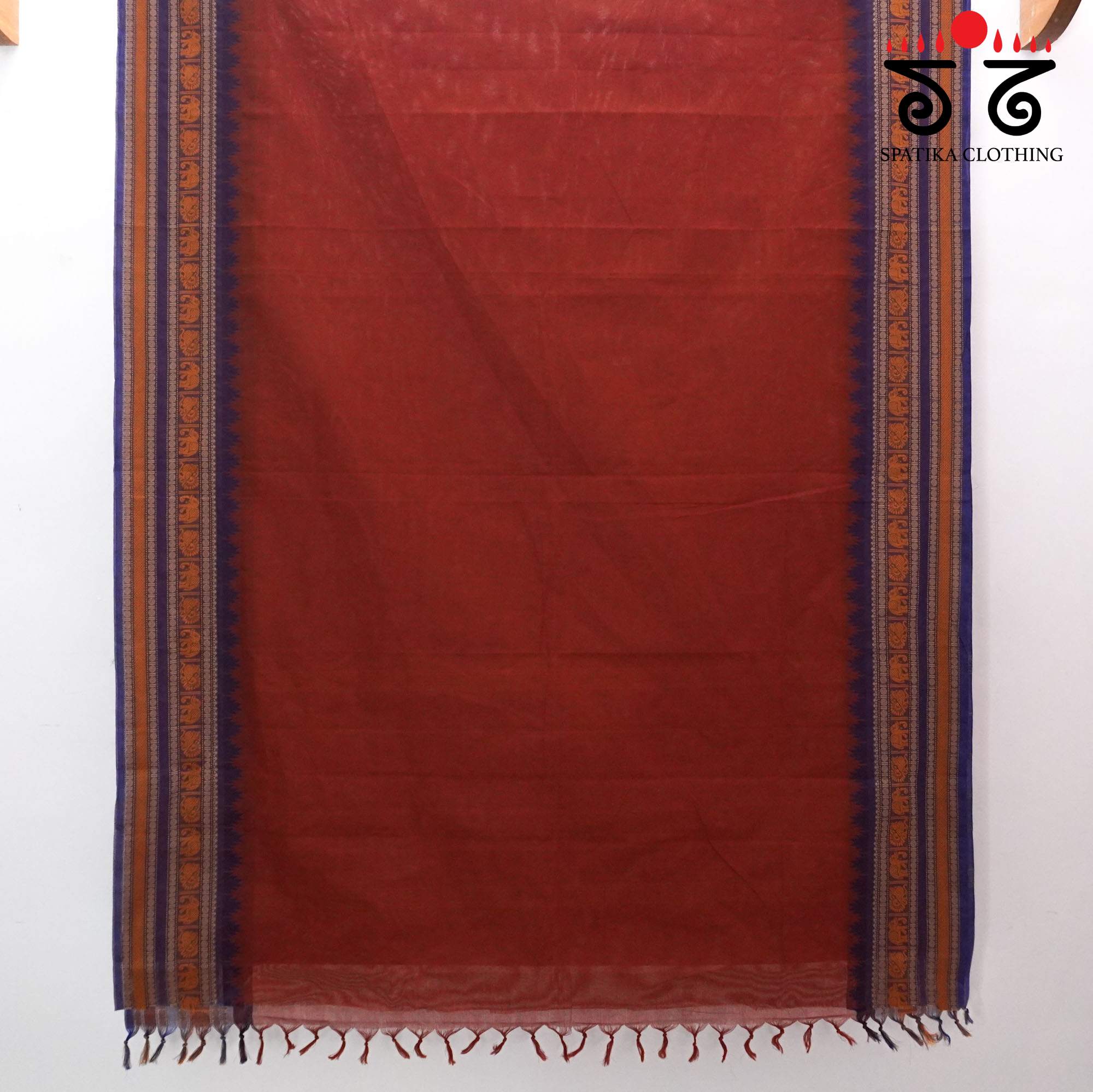 Rust Orange Chettinad Cotton Saree