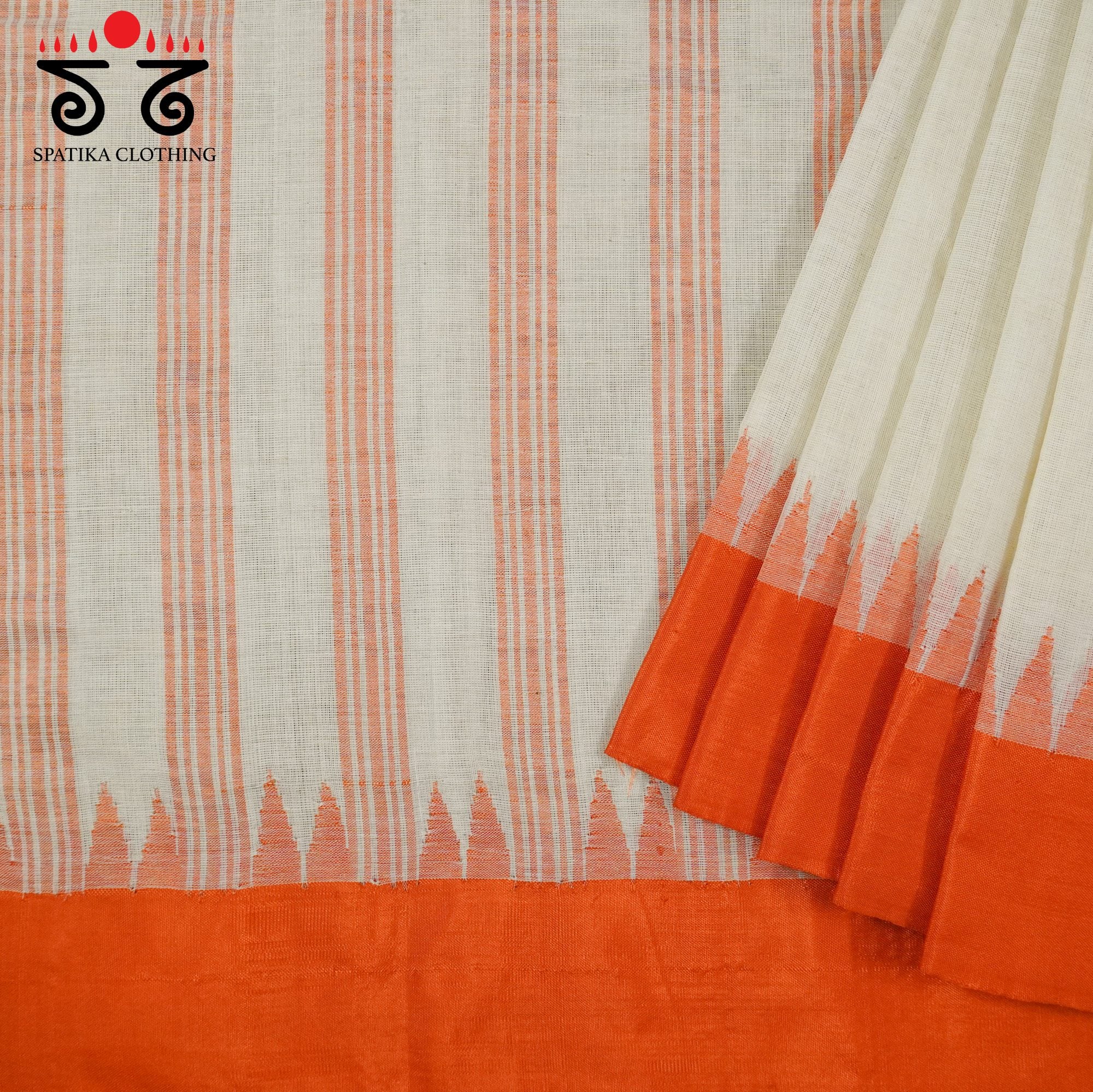 Off white Ponduru Handspun Saree - With Silk border