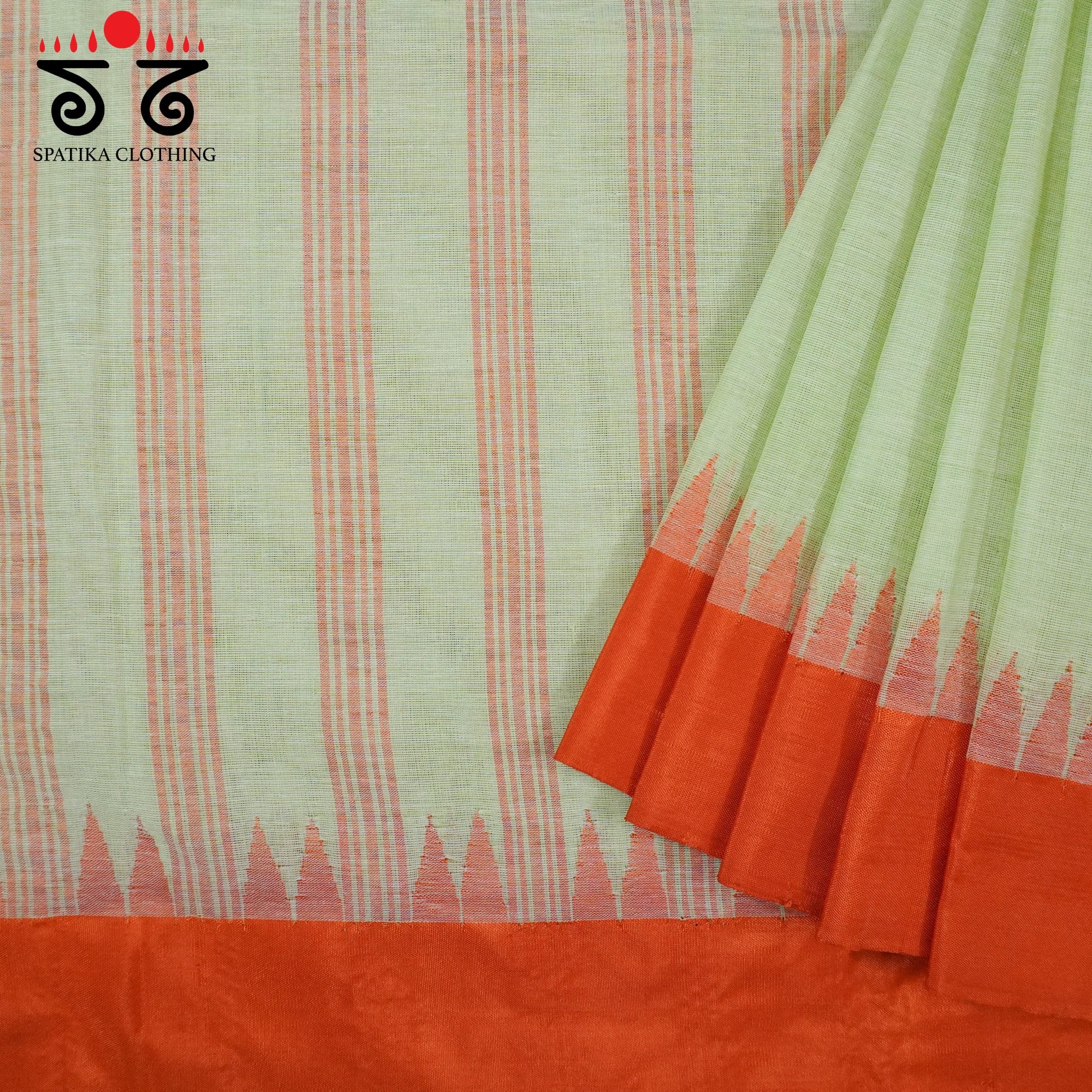 Pista Green Ponduru Handspun Saree - With Silk border