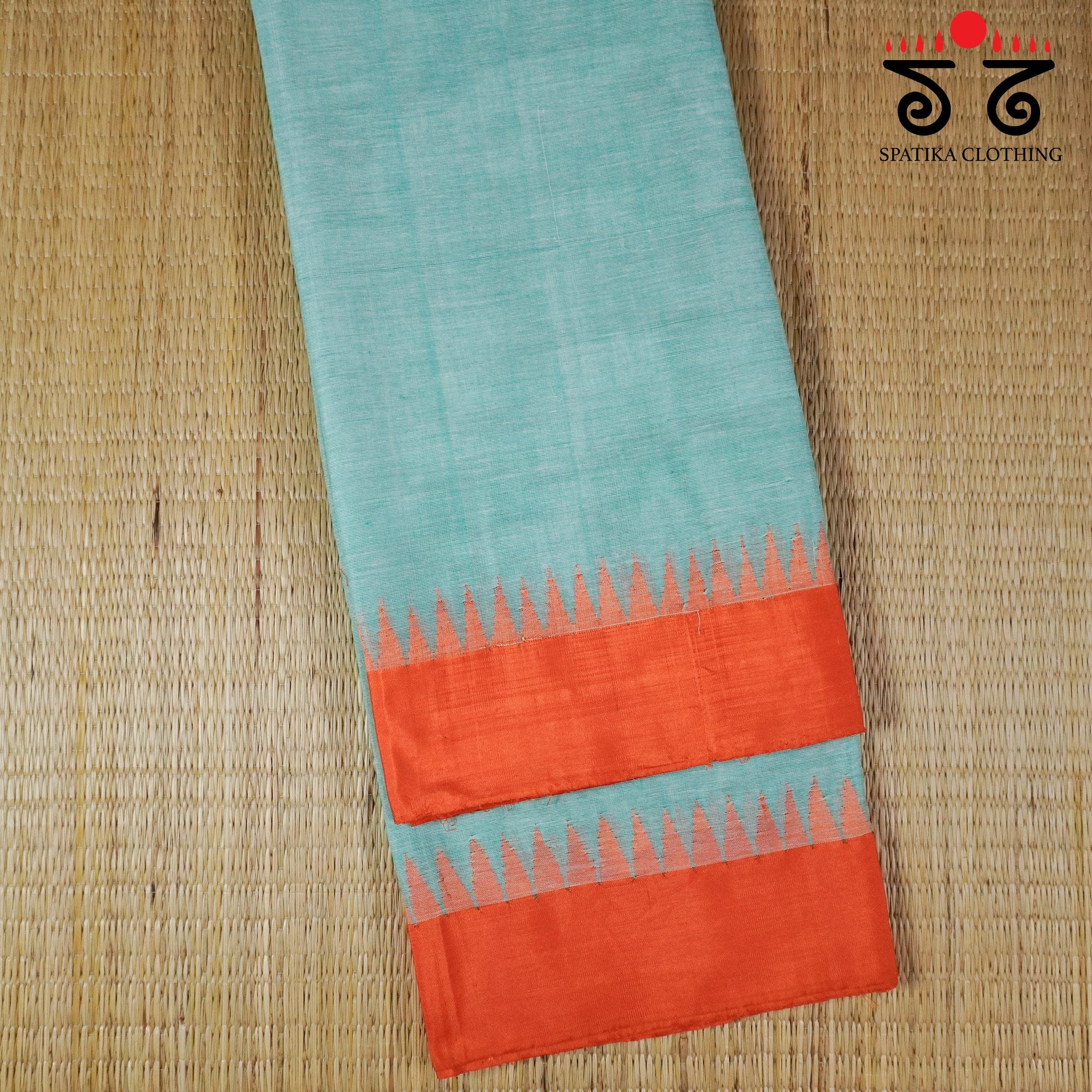 Blue Ponduru Handspun Saree - With Silk border