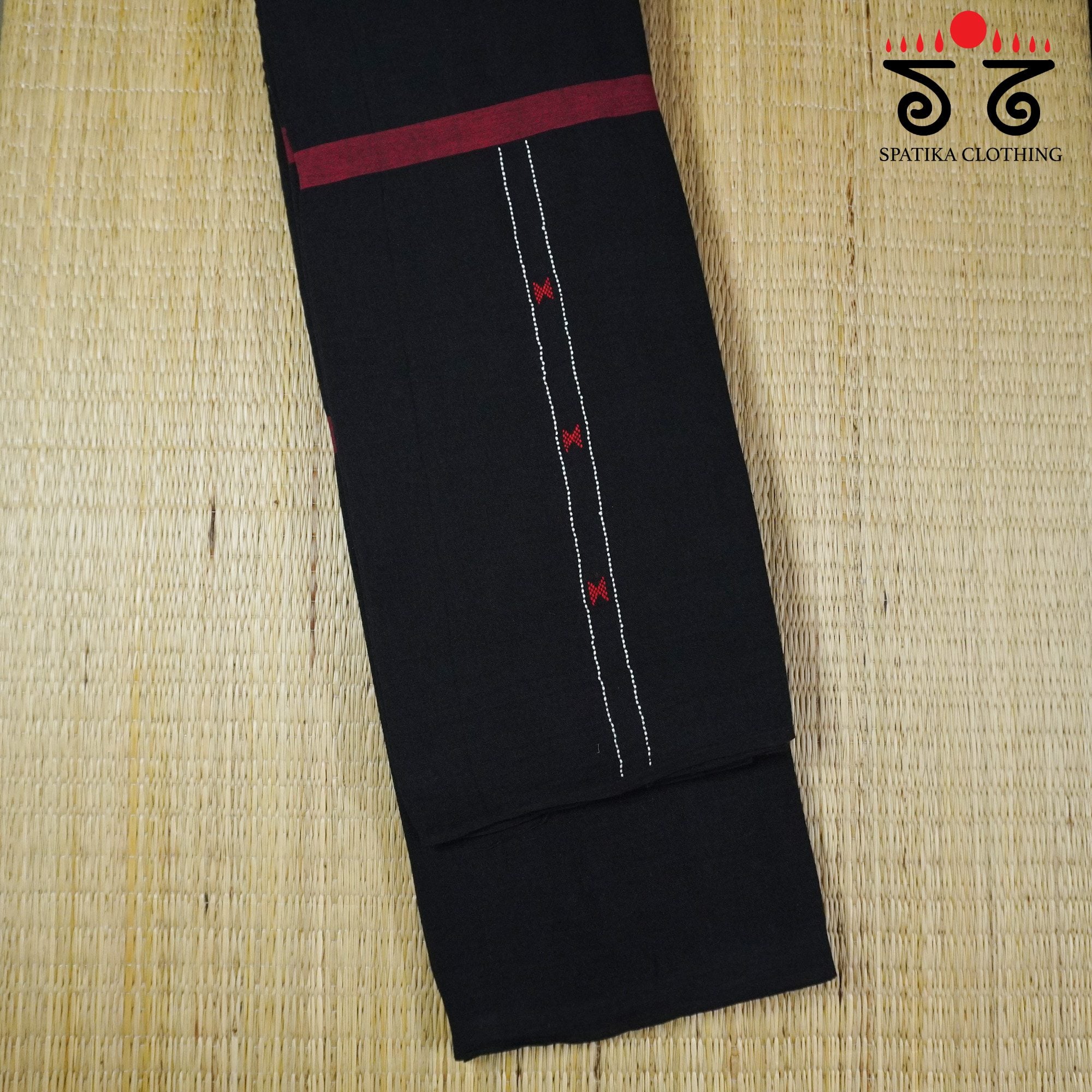 Black Begampur Handwoven Cotton Saree New!