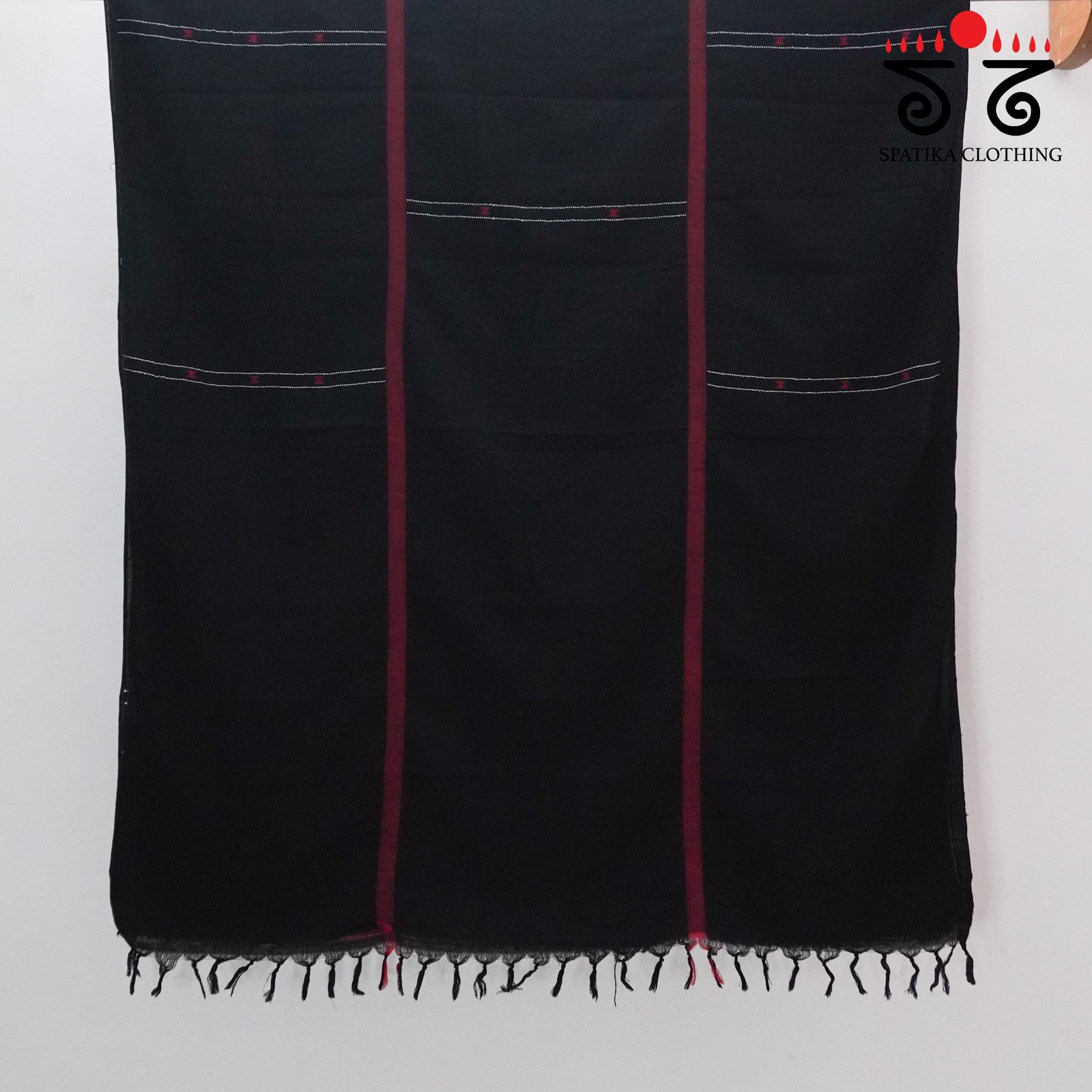 Black Begampur Handwoven Cotton Saree New!