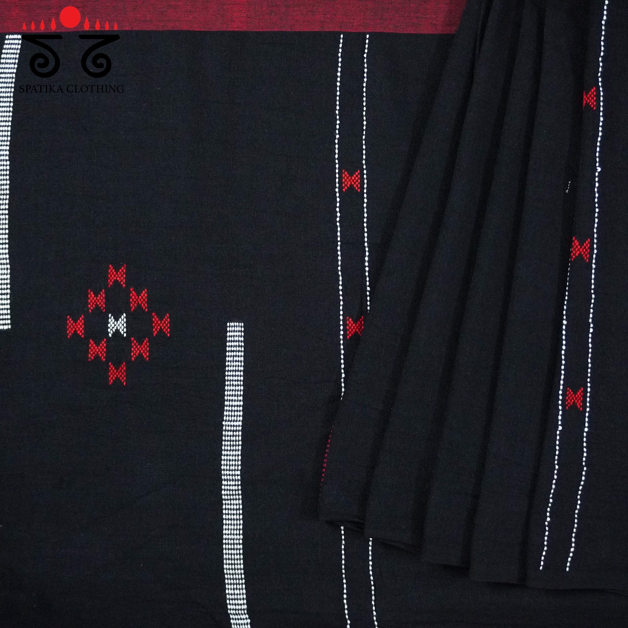 Black Begampur Handwoven Cotton Saree New!