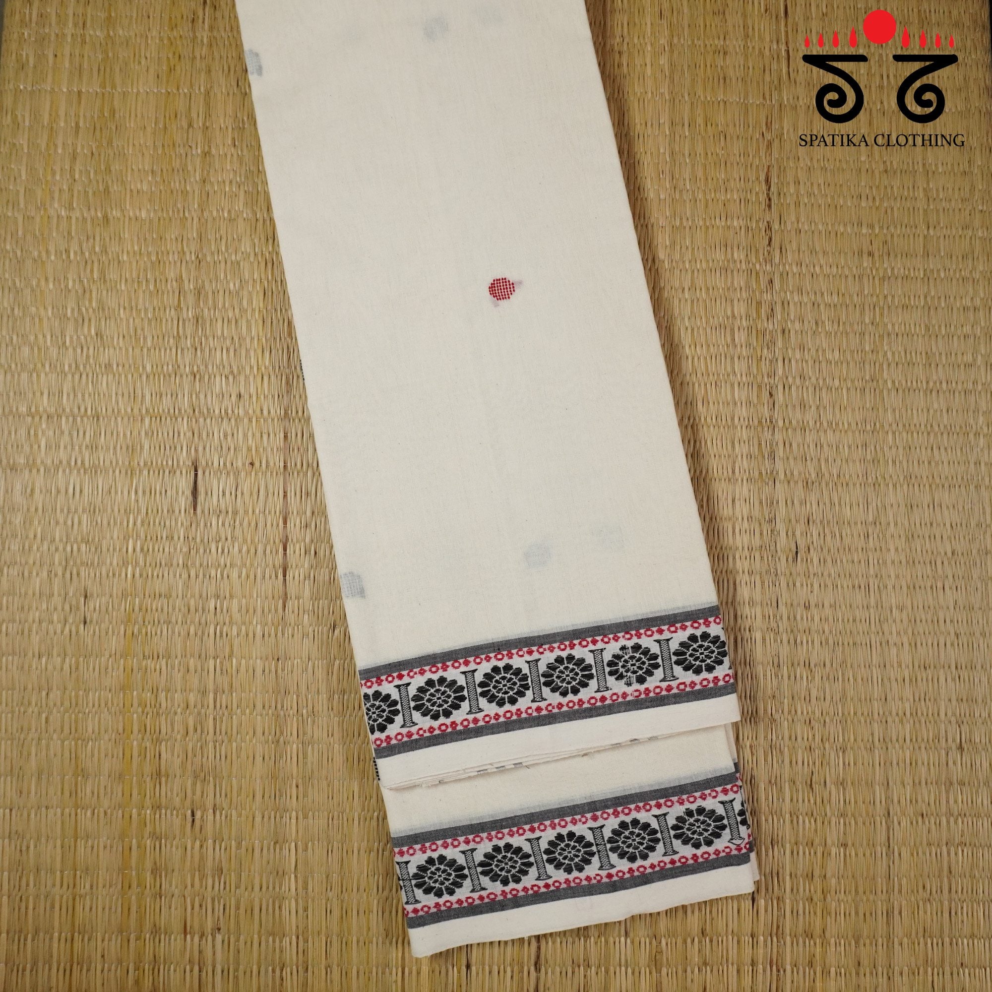 White Begampur Handwoven Cotton Saree New!