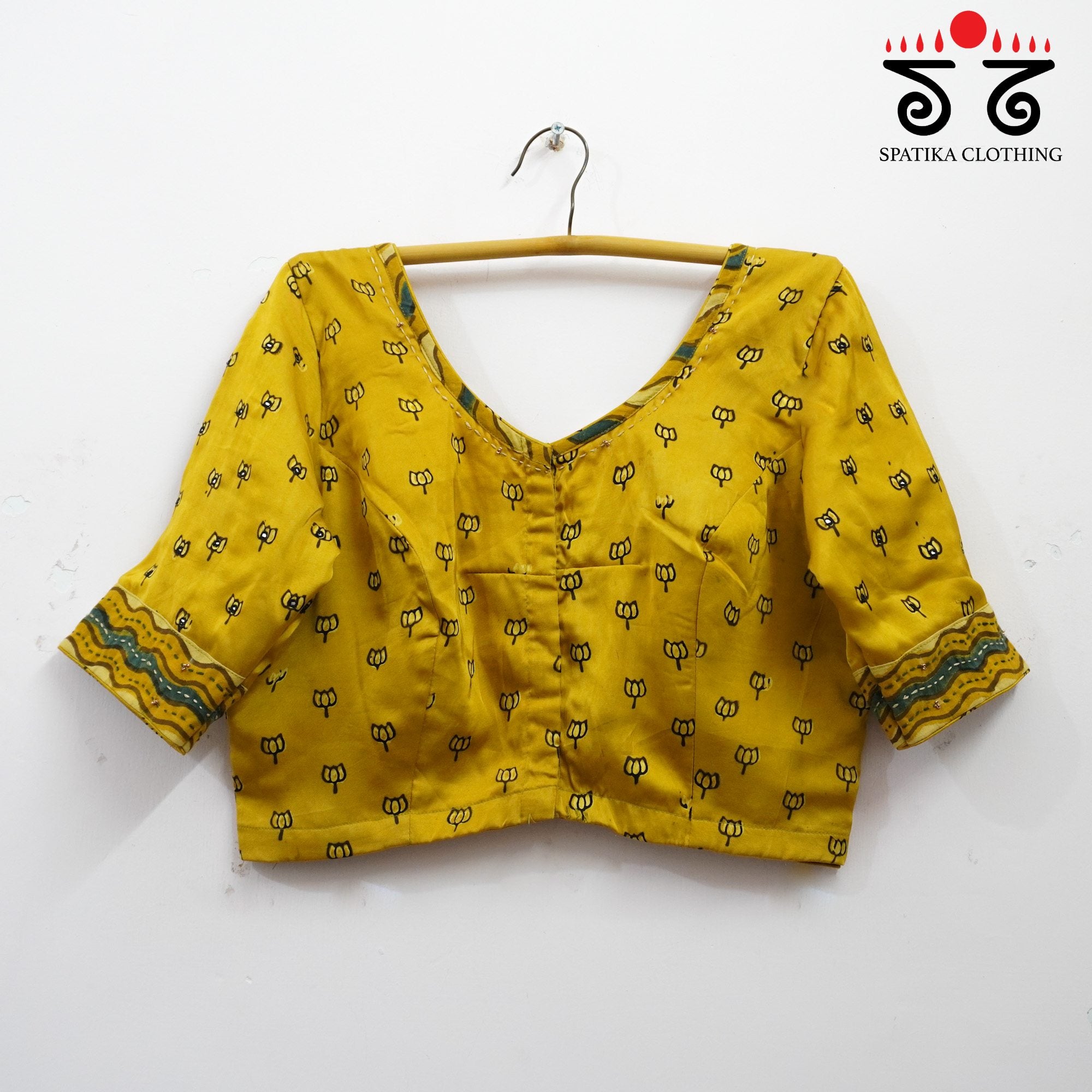 Yellow Lotus - Ajrak Modal Handcrafted Blouse