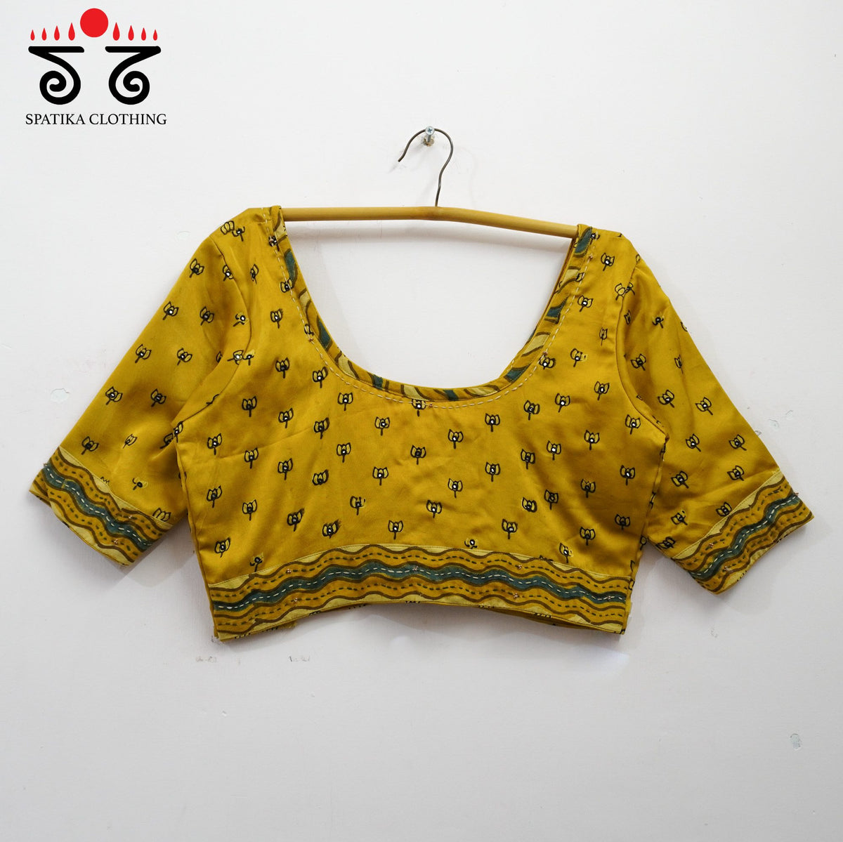 Yellow Lotus - Ajrak Modal Handcrafted Blouse