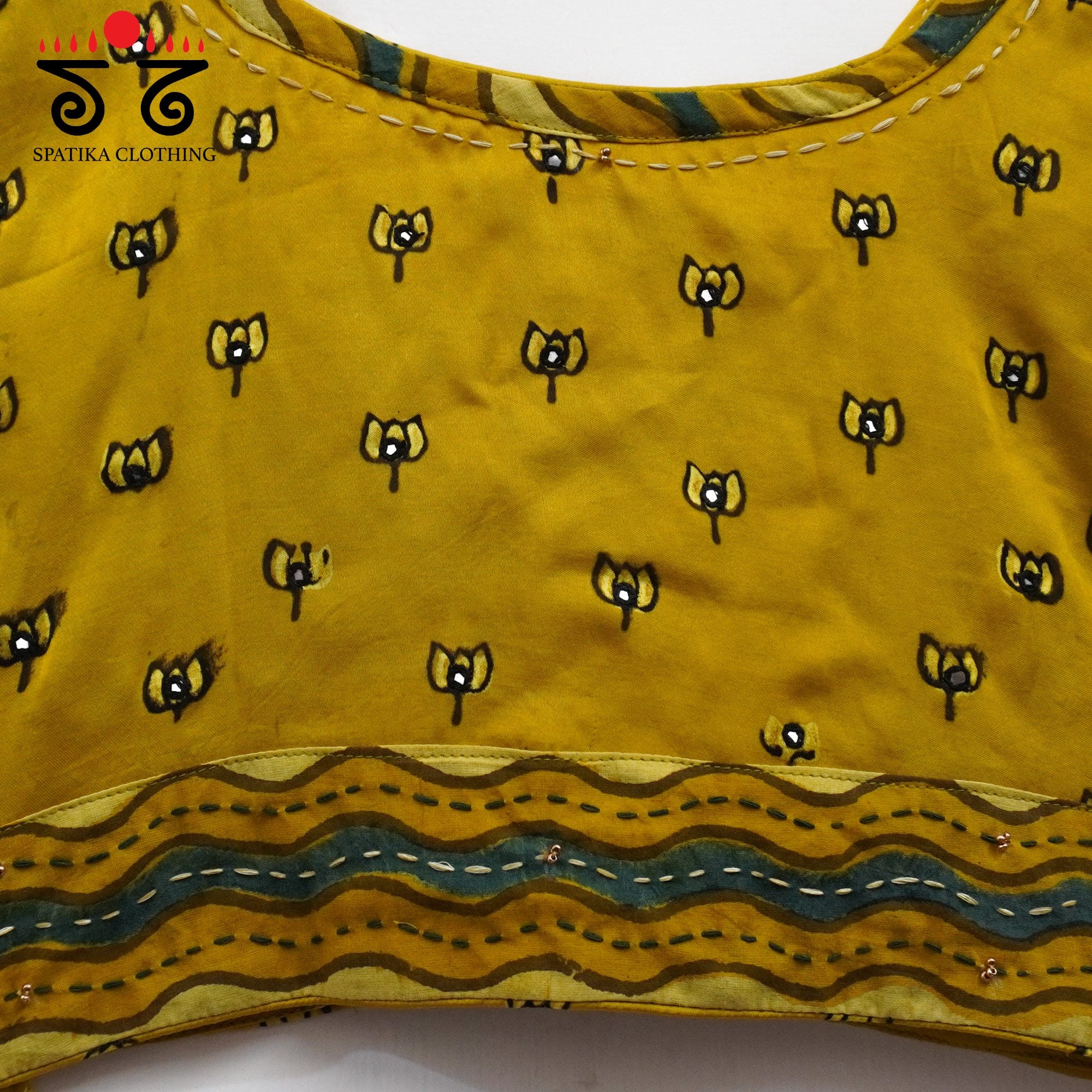 Yellow Lotus - Ajrak Modal Handcrafted Blouse