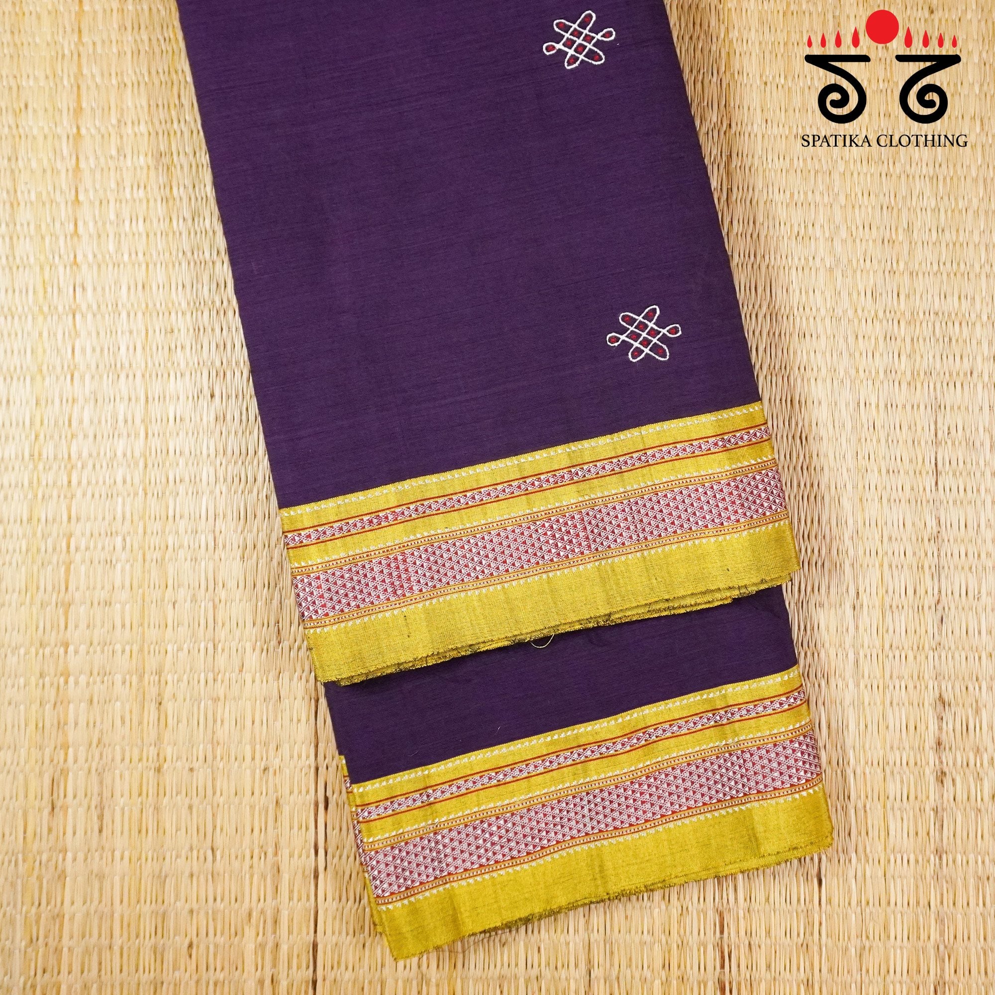 Kolam Embroidery on Ilkal Cotton Saree