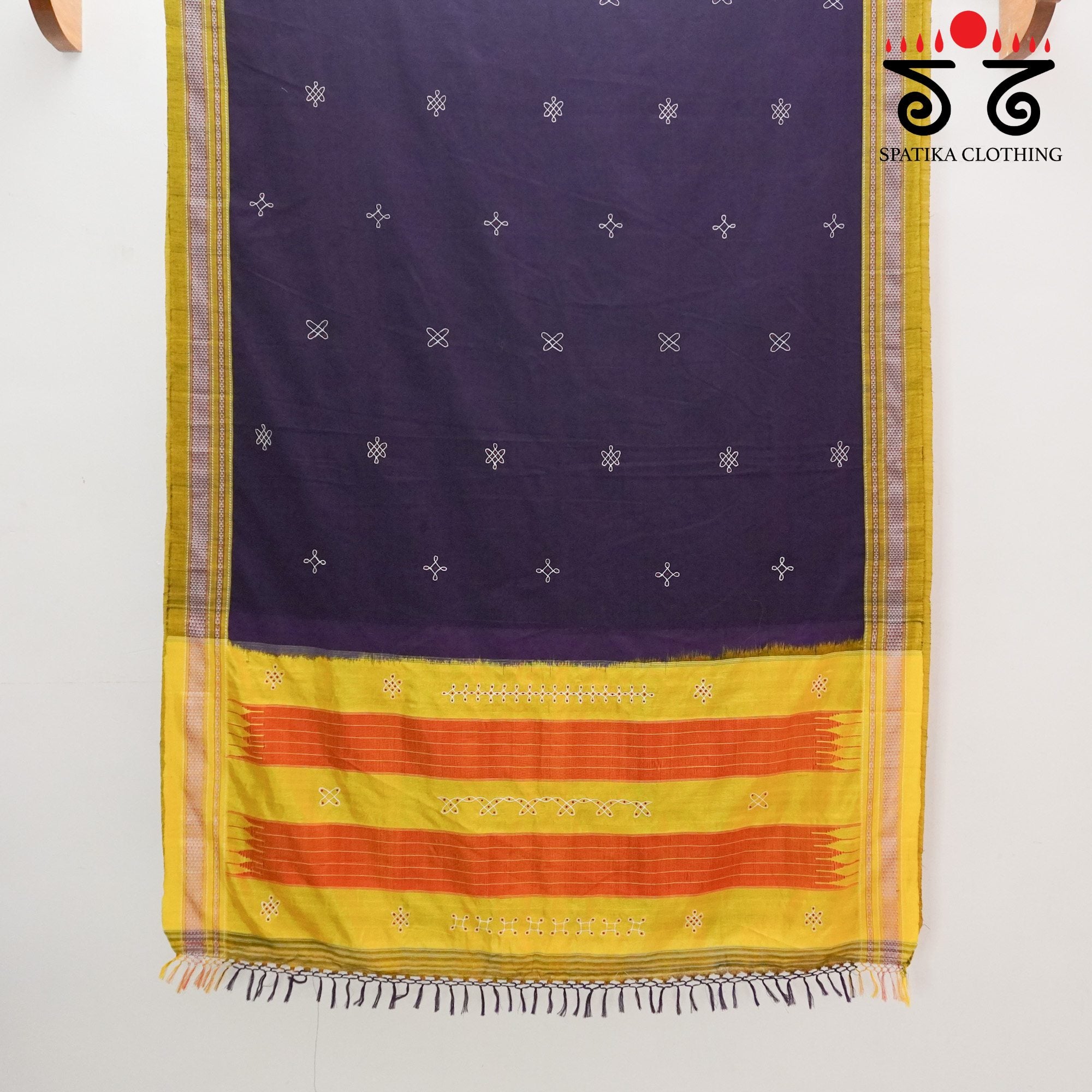 Kolam Embroidery on Ilkal Cotton Saree