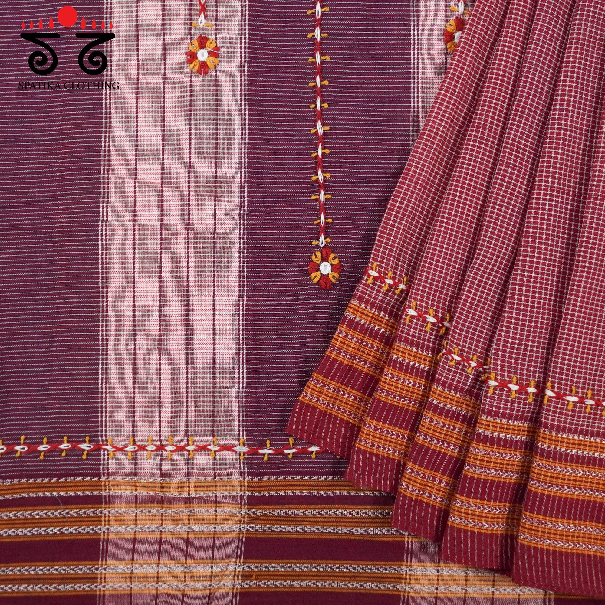 Ilkal Hand Embroidered Cotton Saree