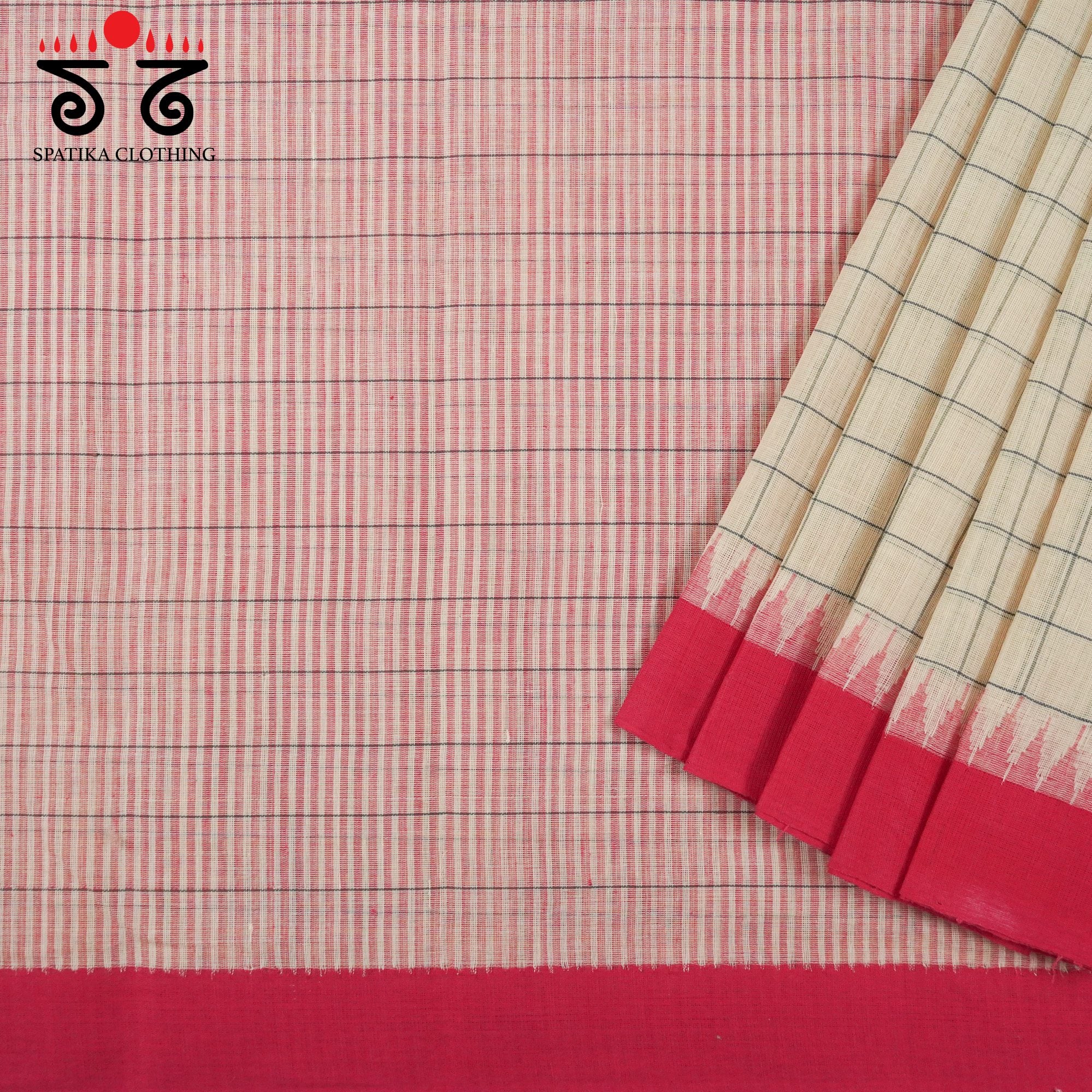 Pink Ponduru Handspun Cotton Saree