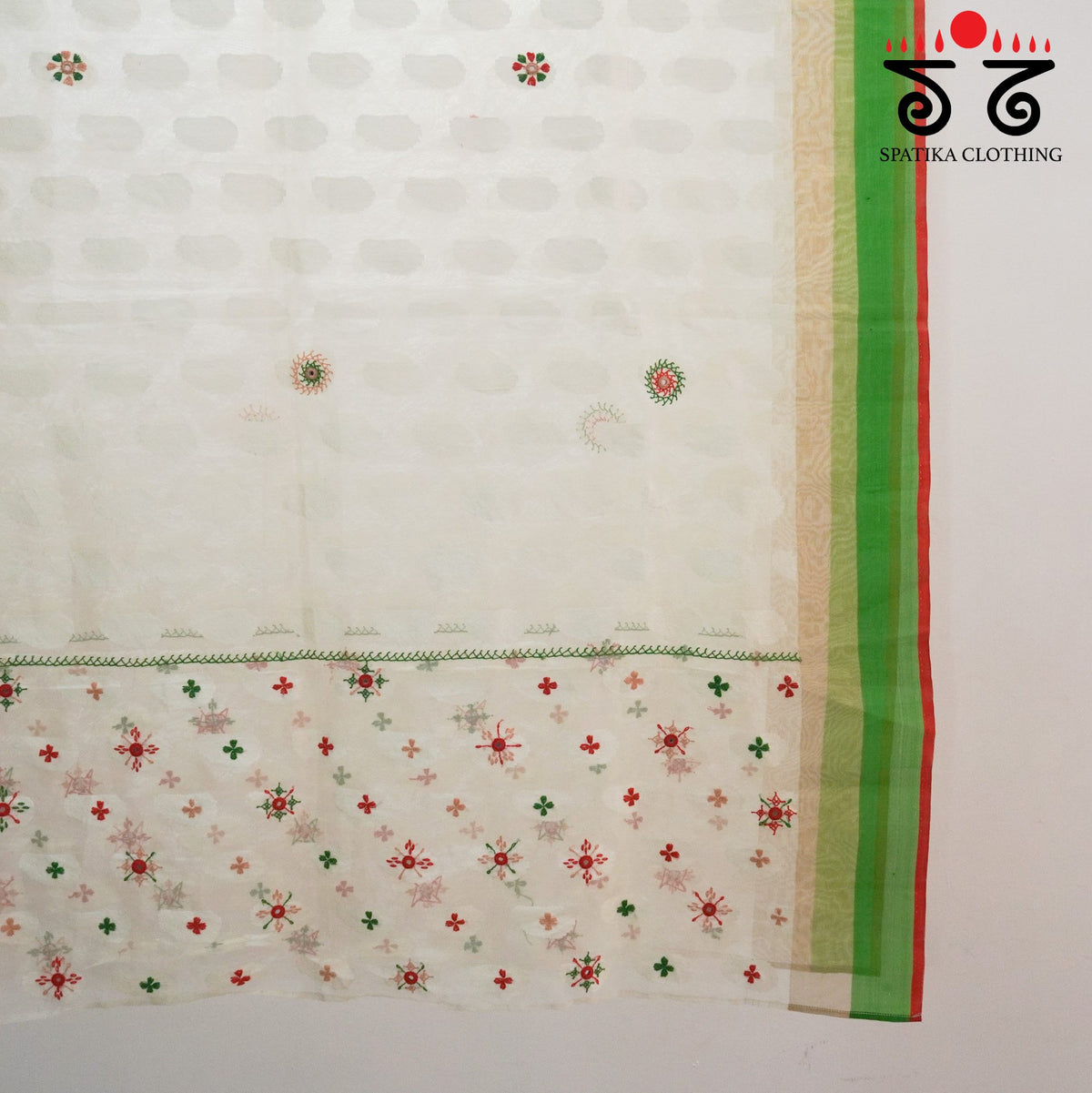 Organza Silk Hand Embroidered Dupatta