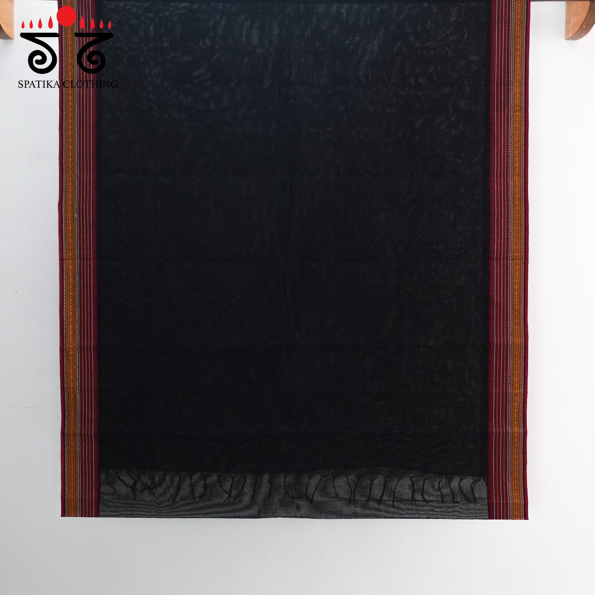 Black Begampur Handwoven Cotton Saree New!