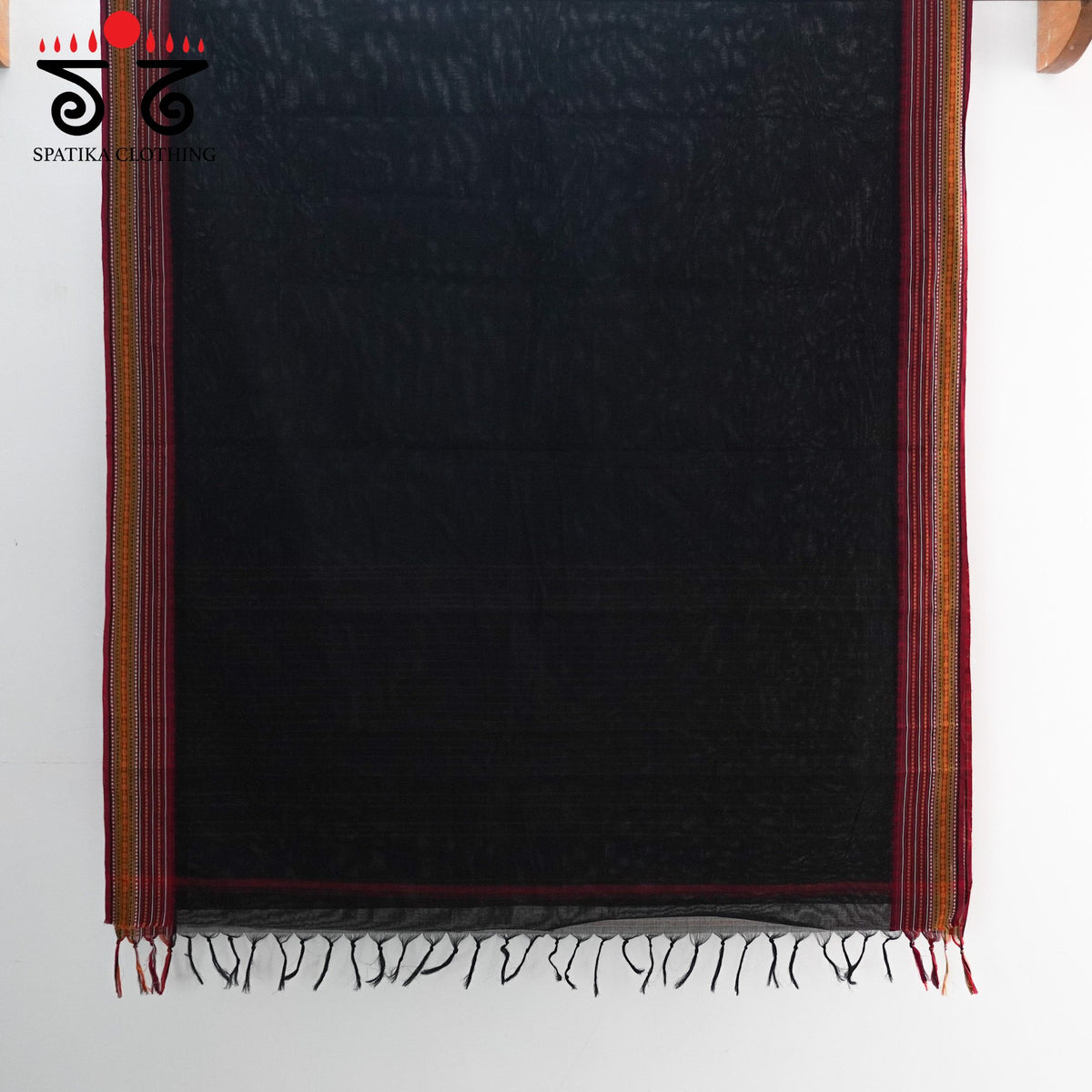 Black Begampur Handwoven Cotton Saree New!