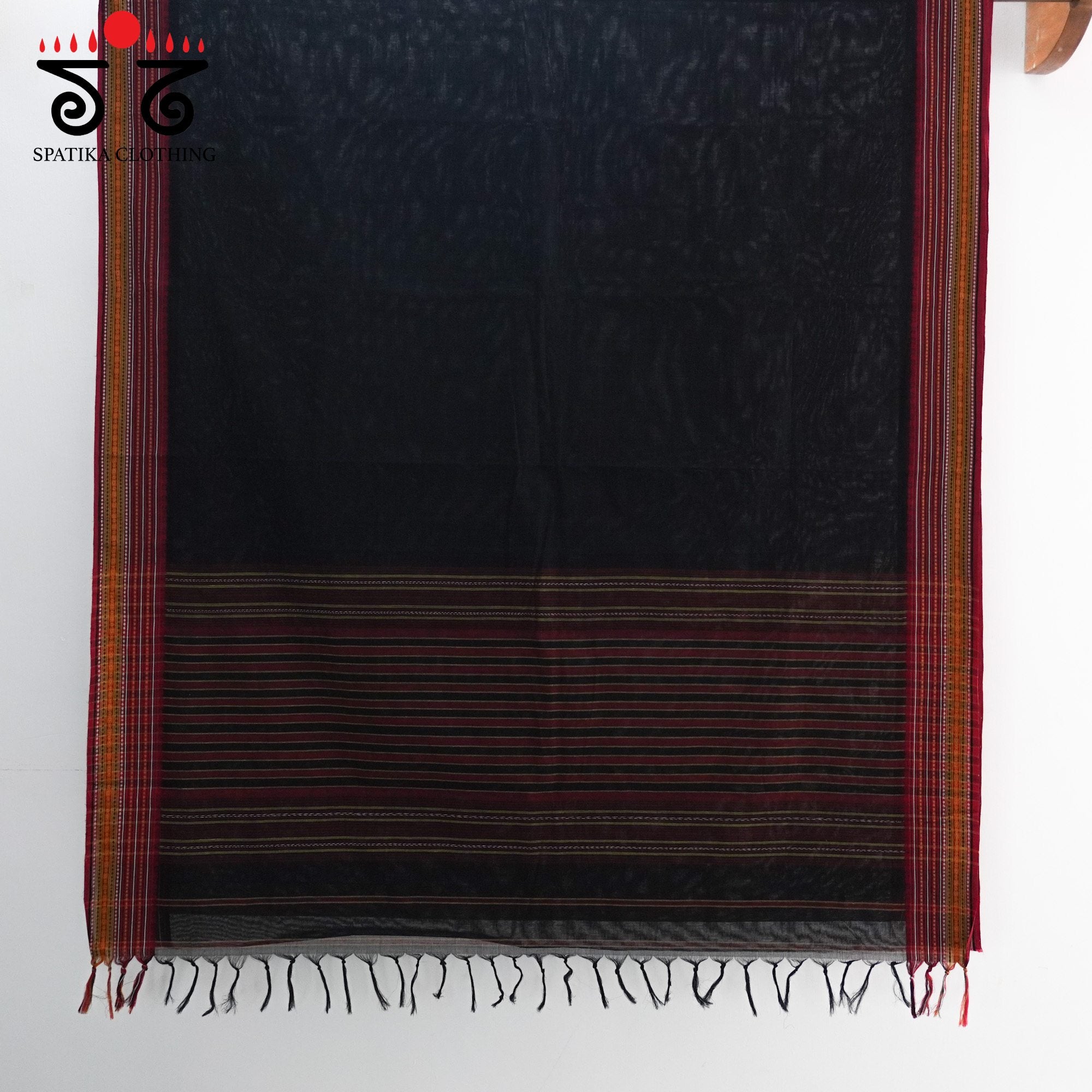 Black Begampur Handwoven Cotton Saree New!