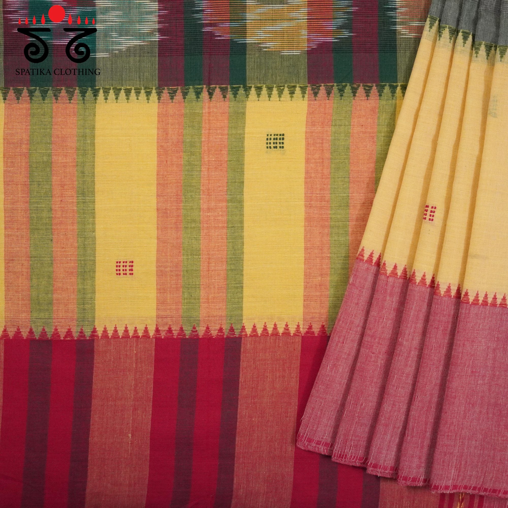 Beige Begampur Handwoven Cotton Saree New!