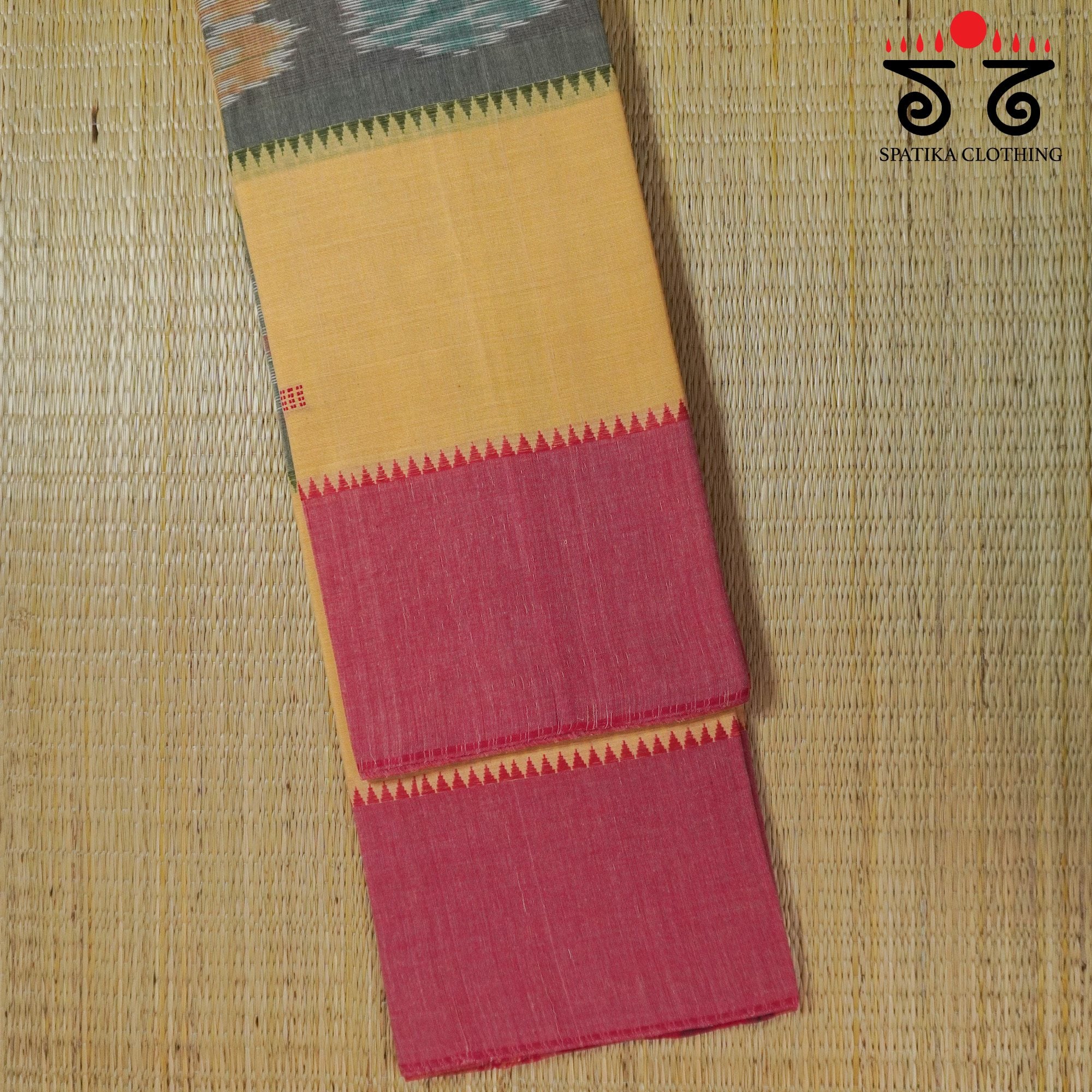 Beige Begampur Handwoven Cotton Saree New!