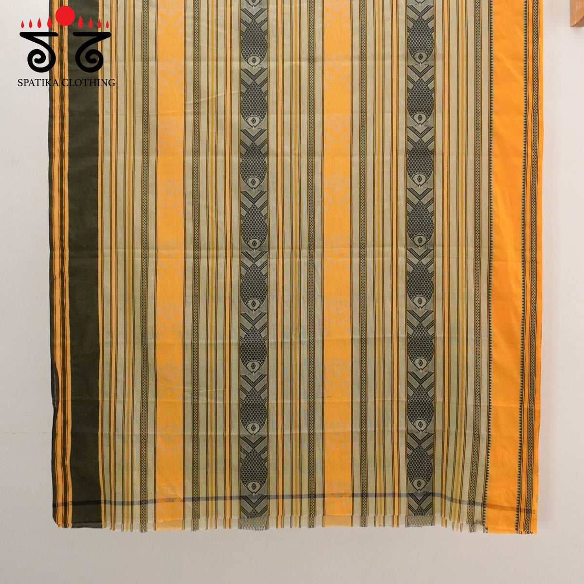 Yellow Begampur Saree - With Fish Motifs!