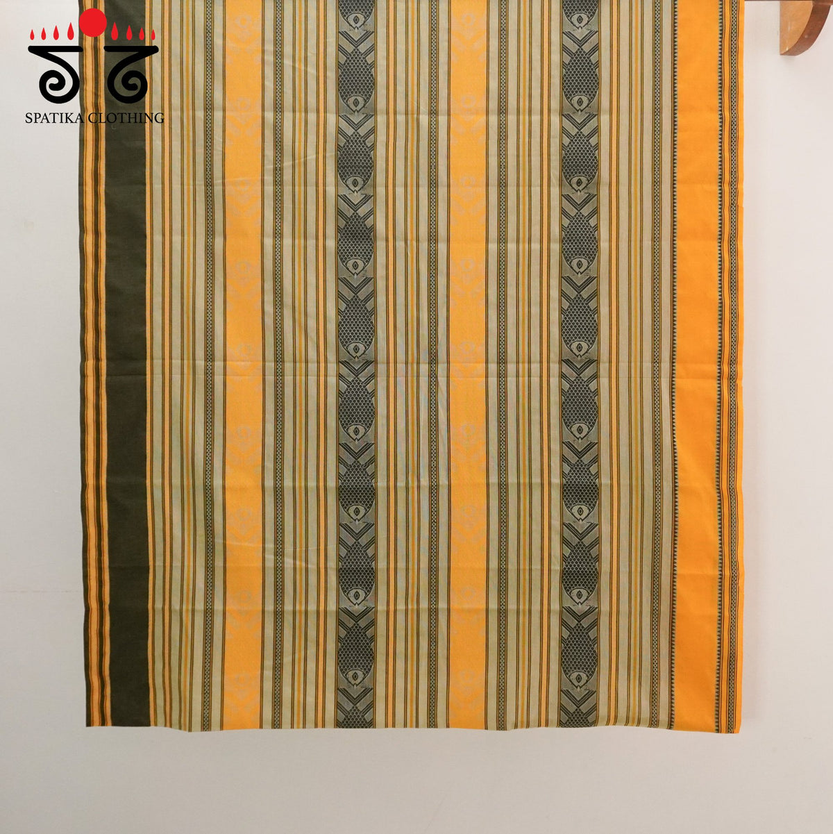 Yellow Begampur Saree - With Fish Motifs!