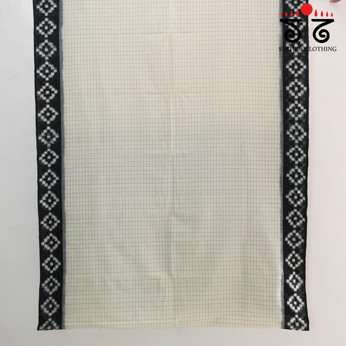 Black & White Telia Rumal Ikat Cotton Saree
