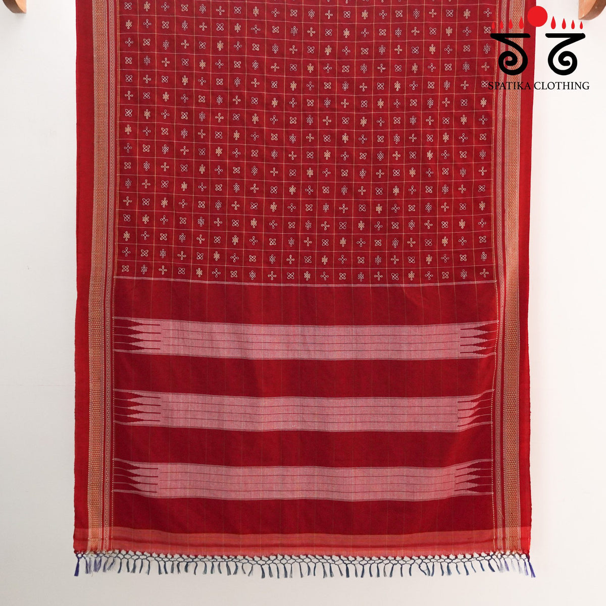 1000 buttas of Kolam - Embroidered Ilkal Saree