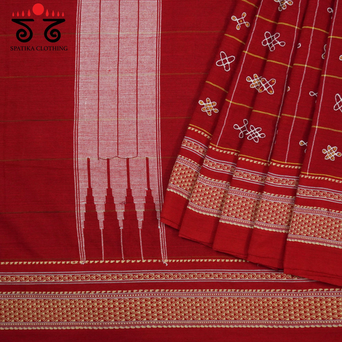1000 buttas of Kolam - Embroidered Ilkal Saree