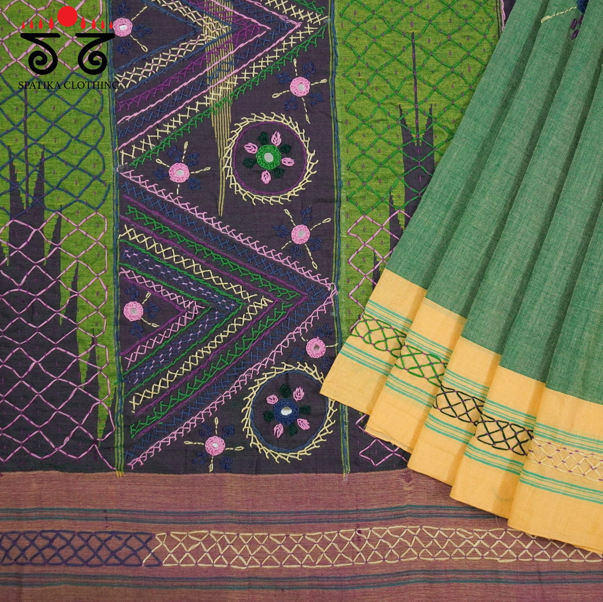 Ilkal Hand Embroidered Cotton Saree