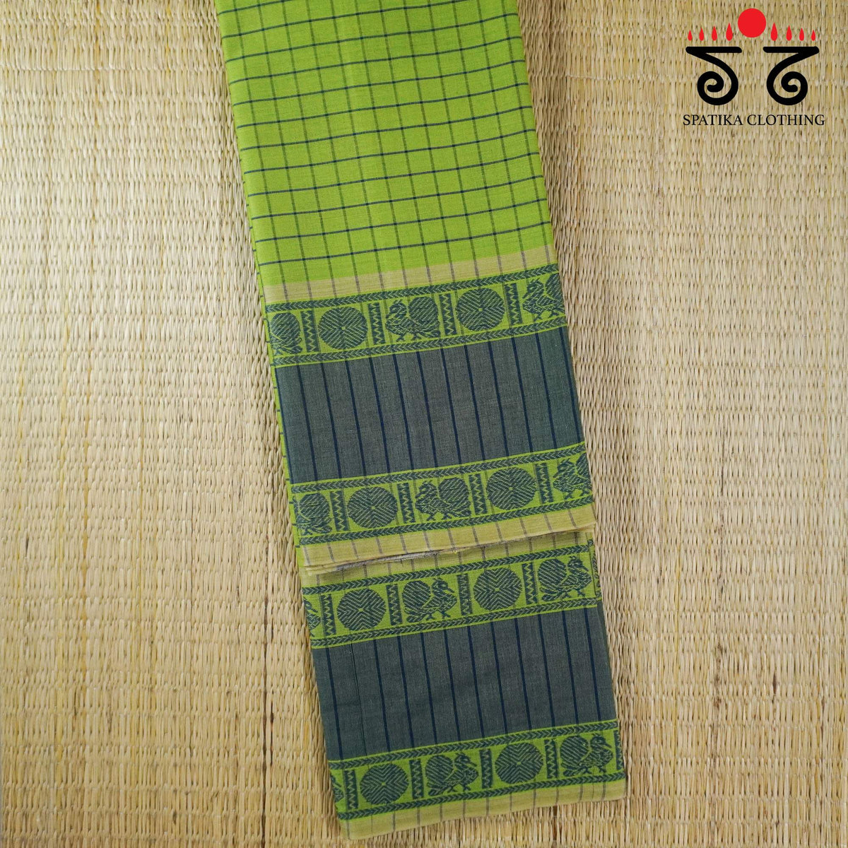 Green Begampur Handwoven Cotton Saree New!