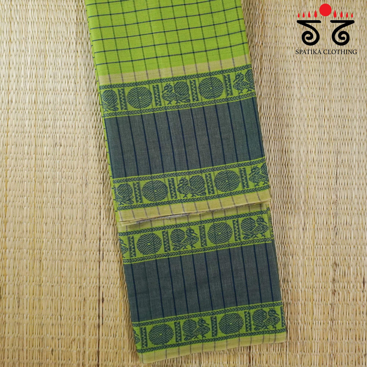 Green Begampur Handwoven Cotton Saree New!
