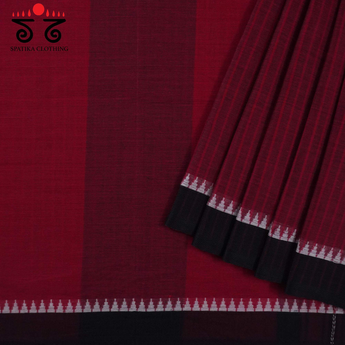 Red Begampur Handwoven Cotton Saree New!