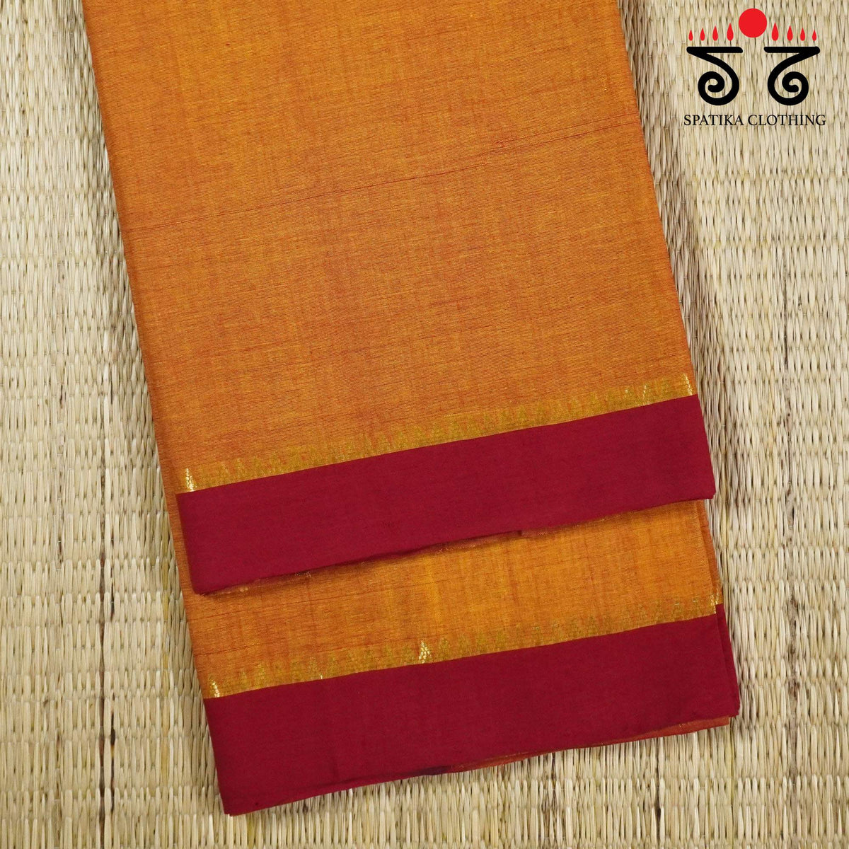 Light Orange Andhra Handwoven Cotton Saree