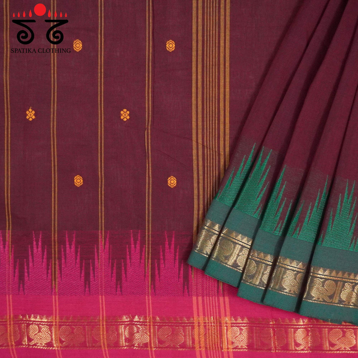 Maroon Chettinad Cotton Saree