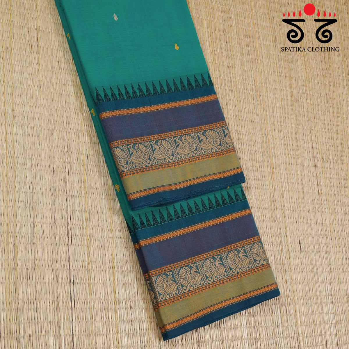 Teal Kanchi Cotton Saree