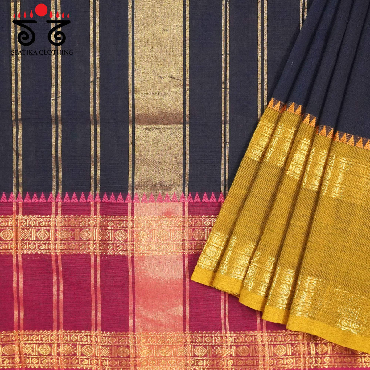 Black Kanchi Cotton Saree