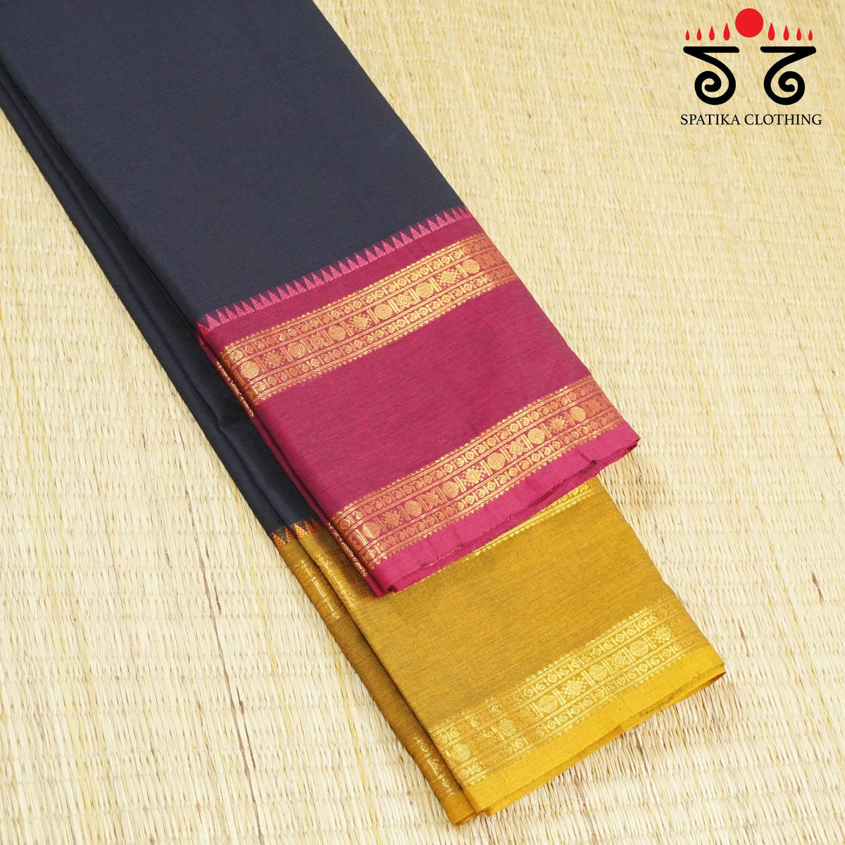 Black Kanchi Cotton Saree