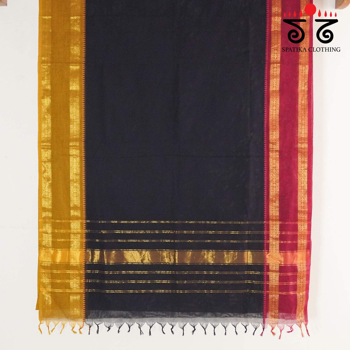 Black Kanchi Cotton Saree