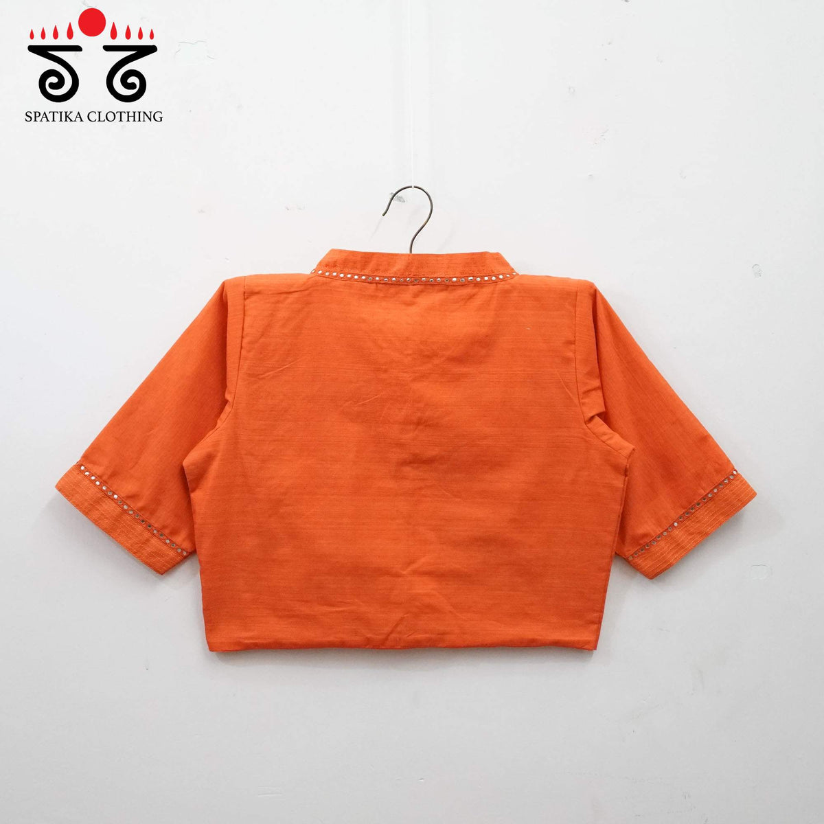 Orange Mirror Work - V Neck Blouse