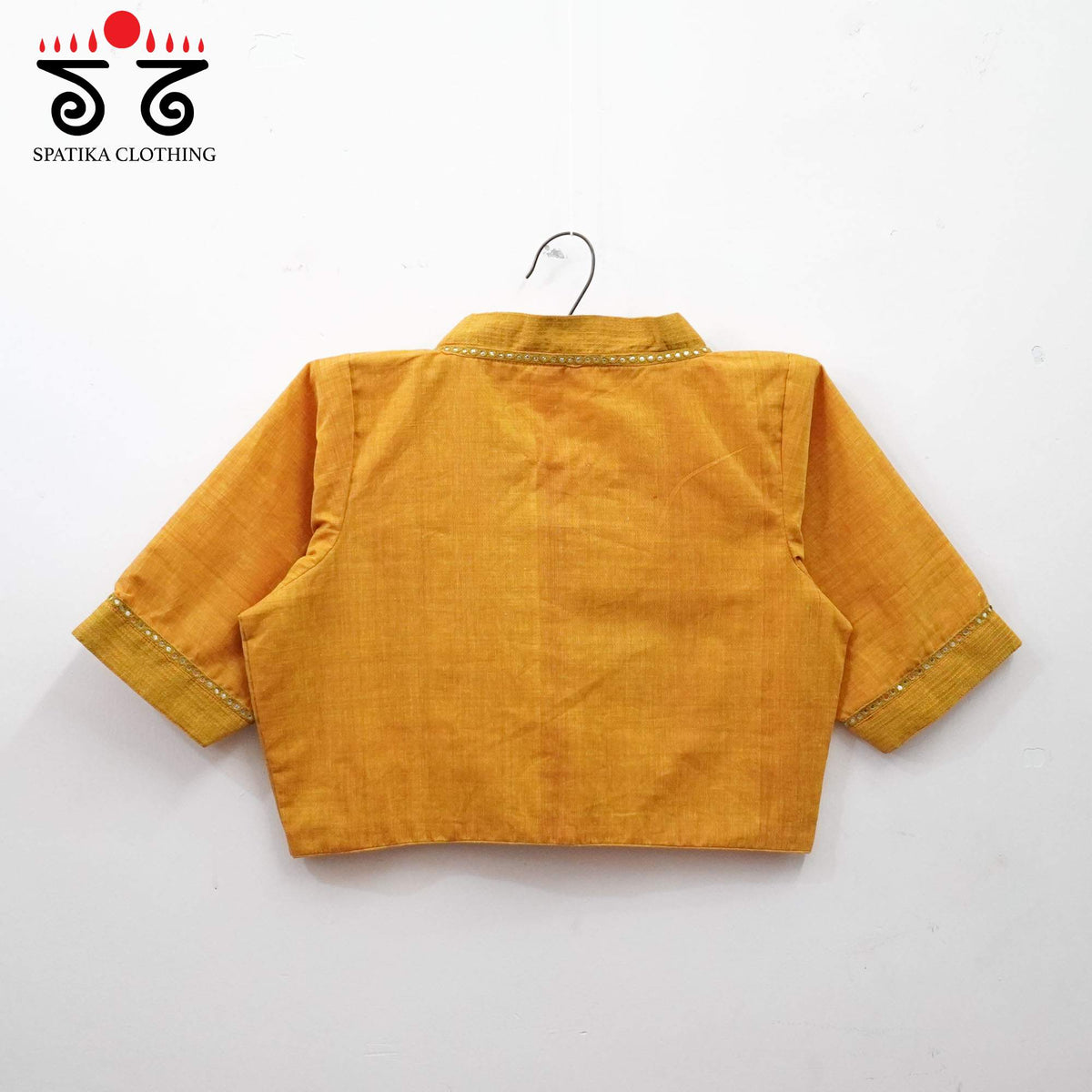 Mustard Mirror Work - V Neck Blouse