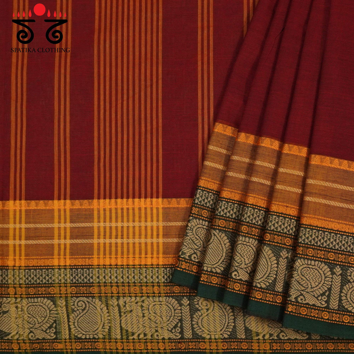 Maroon Kanchi Cotton Saree