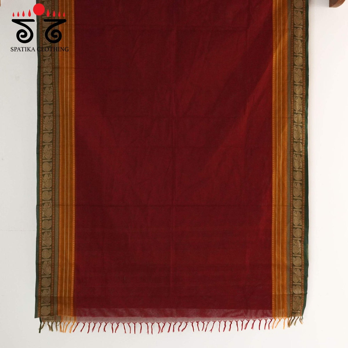 Maroon Kanchi Cotton Saree