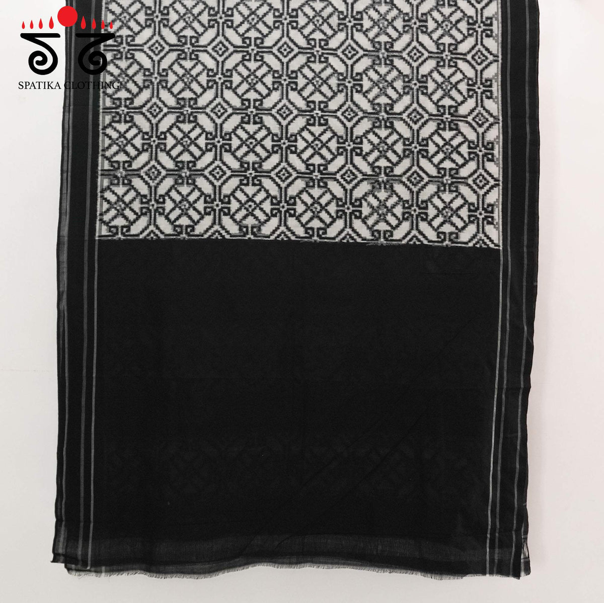 Black & White Telia Rumal Ikat Cotton Saree