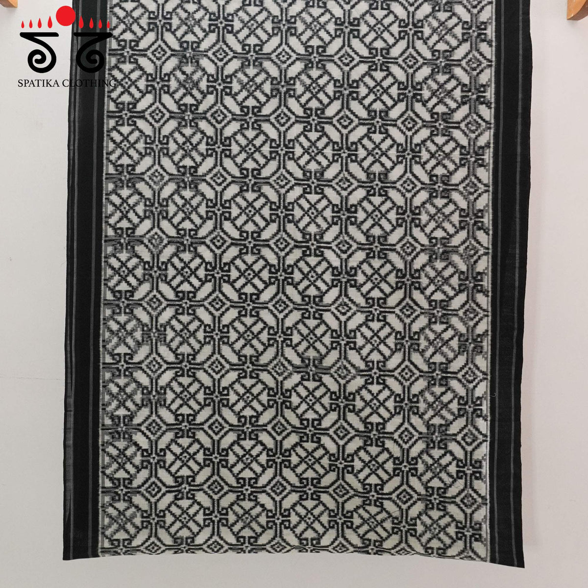 Black & White Telia Rumal Ikat Cotton Saree