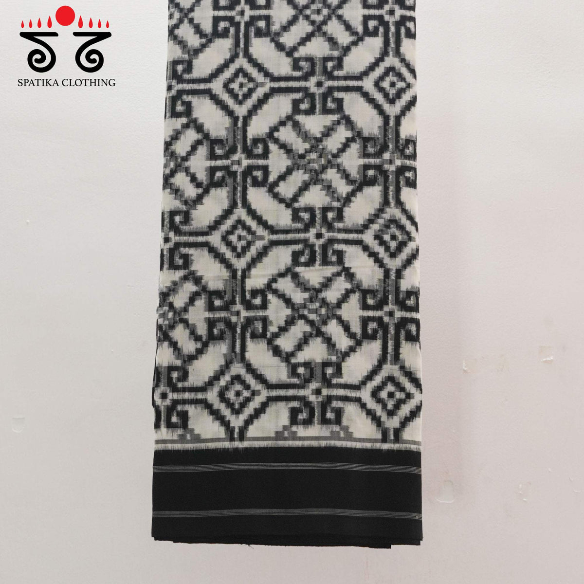 Black & White Telia Rumal Ikat Cotton Saree
