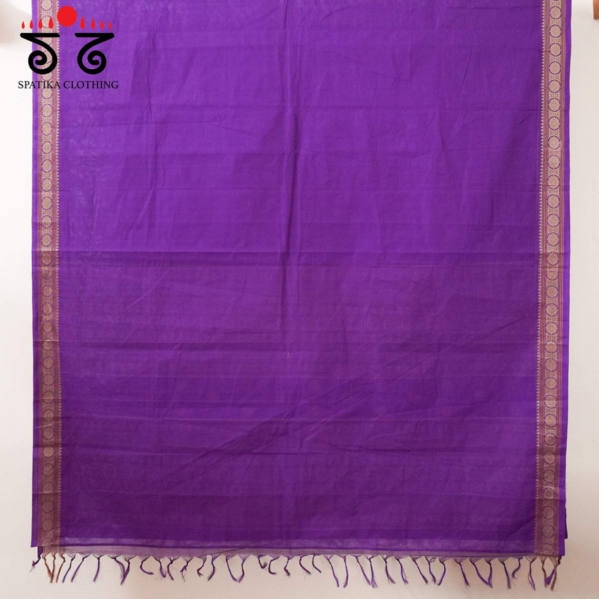 Violet Kanchi Cotton Saree - Ikat Blouse