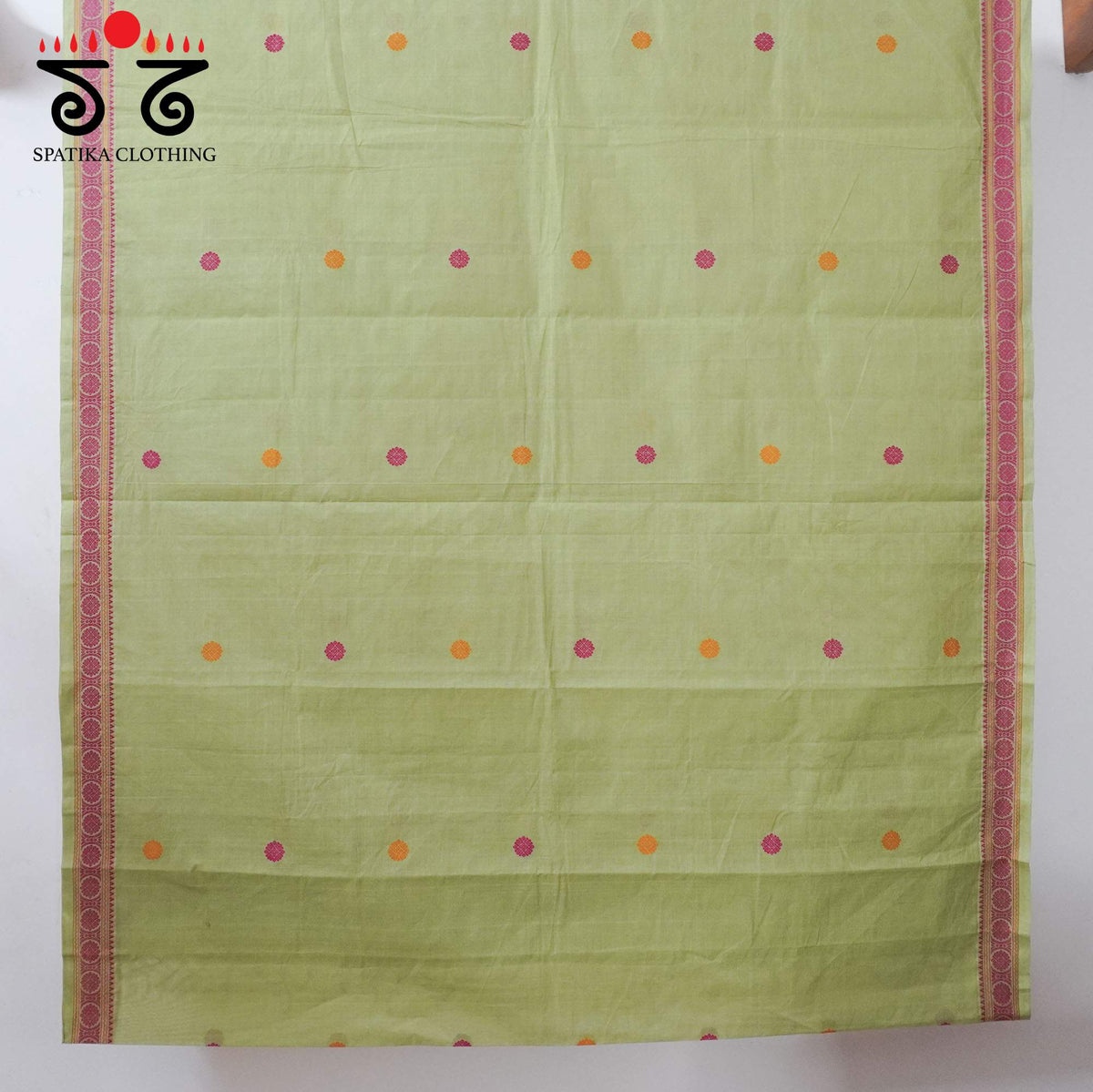 Pista Green Kanchi Cotton Saree - Ikat Blouse
