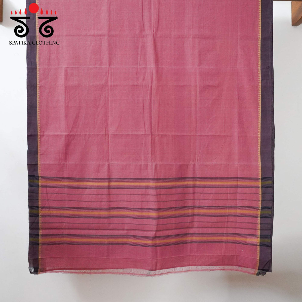 Pink Andhra Cotton Saree With Ikat Blouse