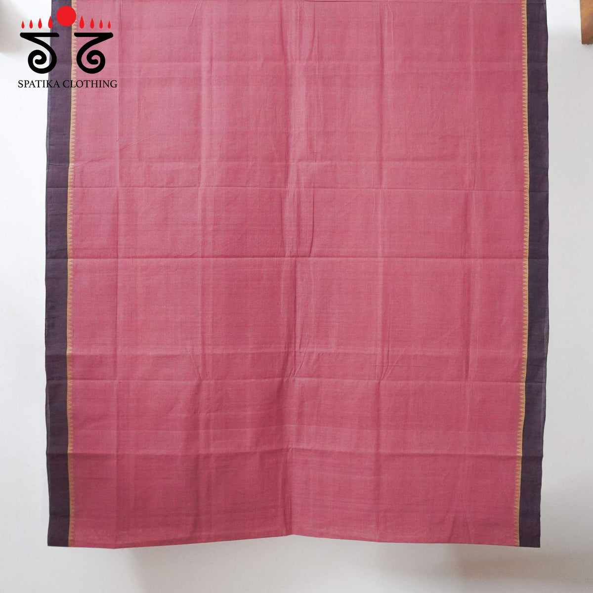 Pink Andhra Cotton Saree With Ikat Blouse