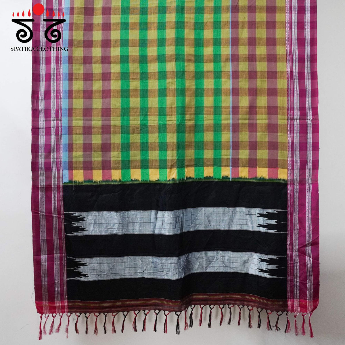 Pink Multi-Ikat Handwoven Cotton Saree
