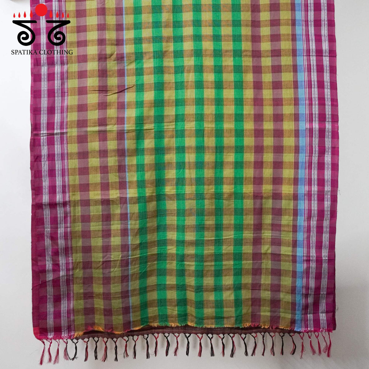 Pink Multi-Ikat Handwoven Cotton Saree